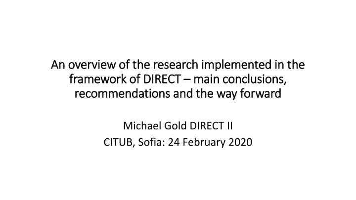 an overview of the research implemented