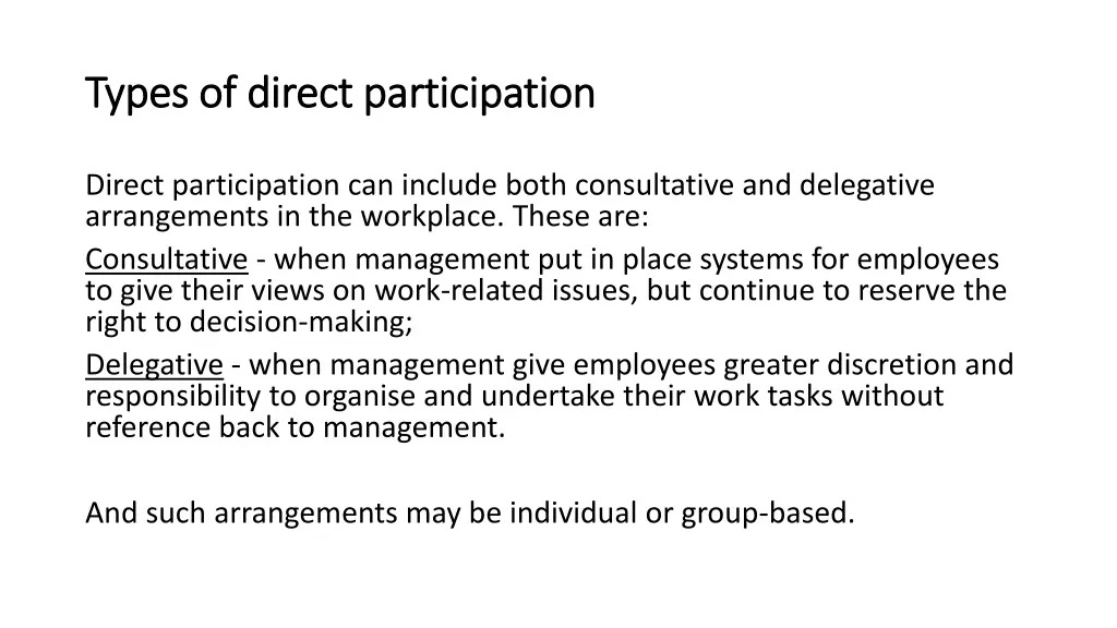 types of direct participation types of direct