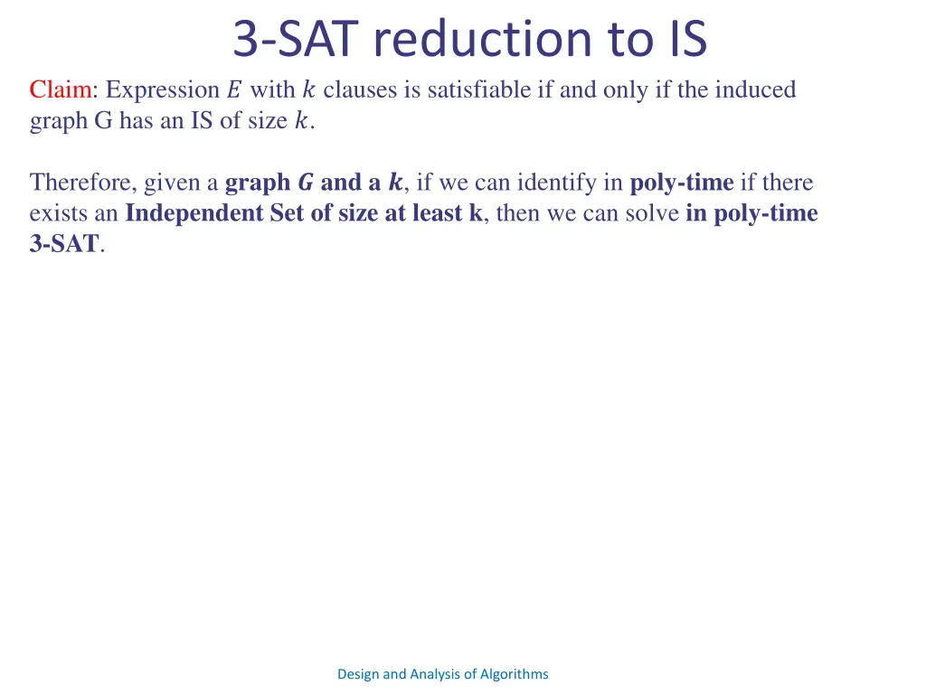 3 sat reduction to is claim expression with