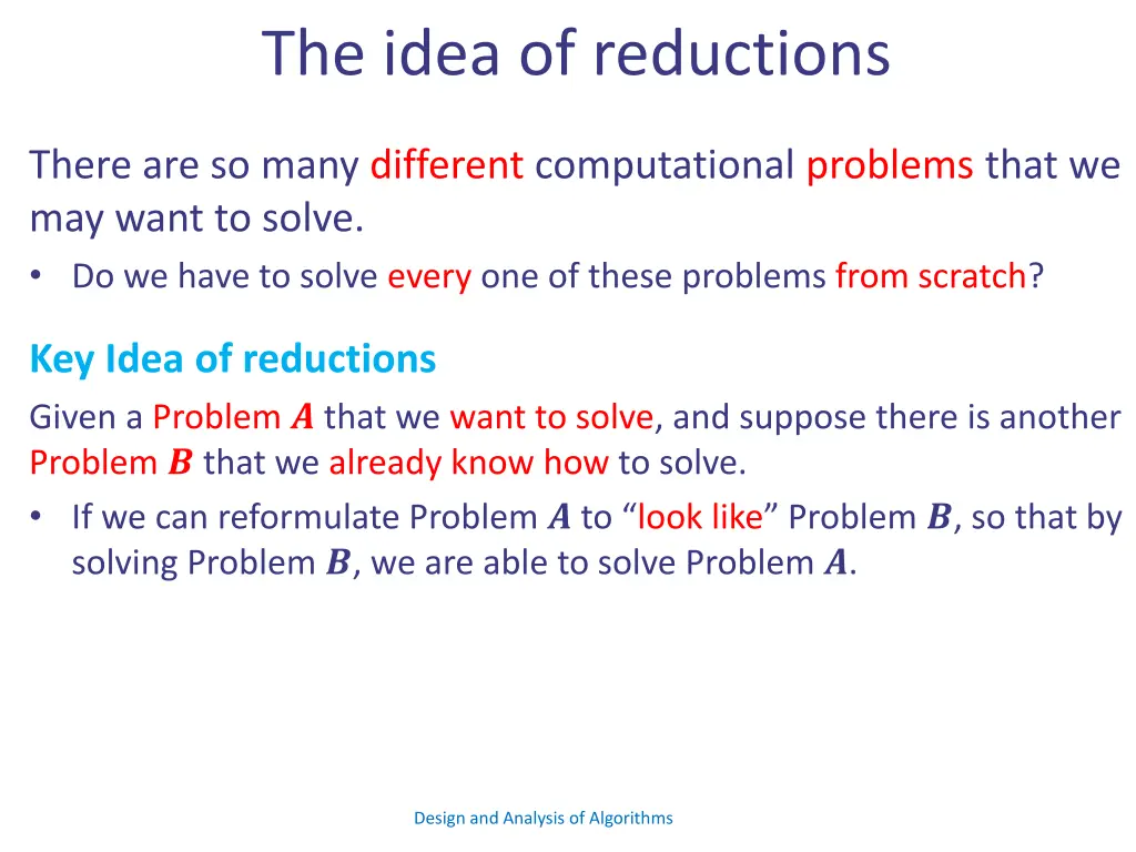 the idea of reductions