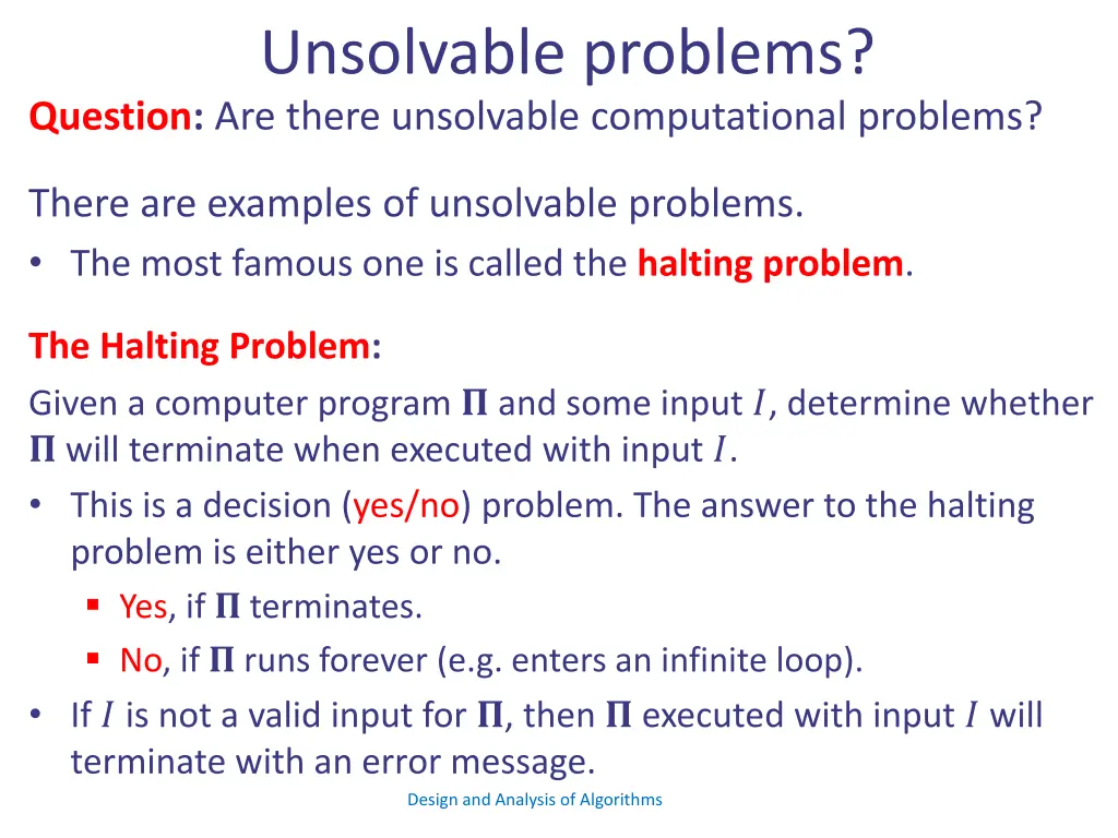 unsolvable problems question are there unsolvable