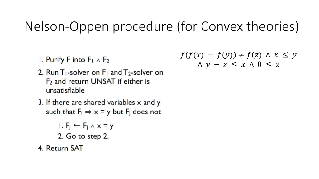 nelson oppen procedure for convex theories 1