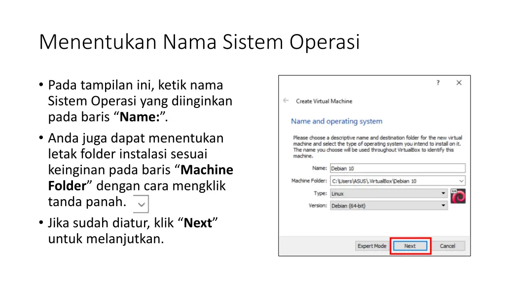 menentukan nama sistem operasi