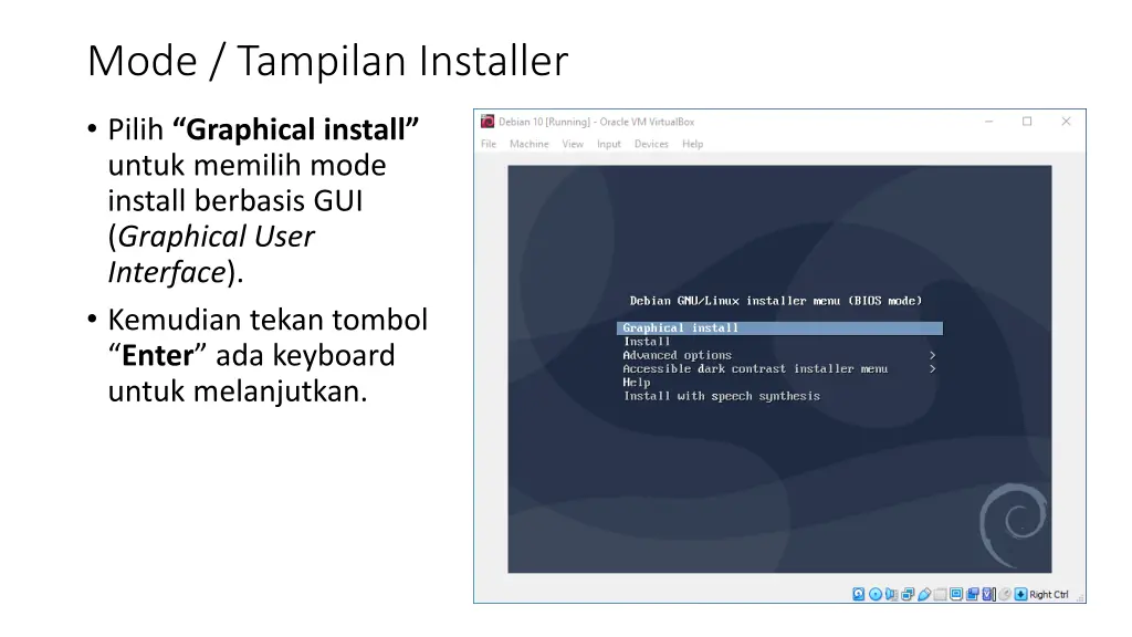 mode tampilan installer