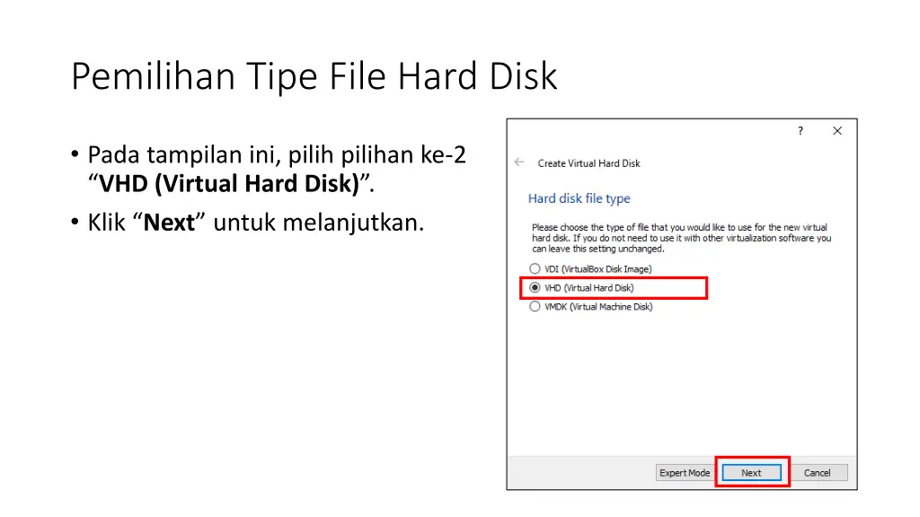 pemilihan tipe file hard disk