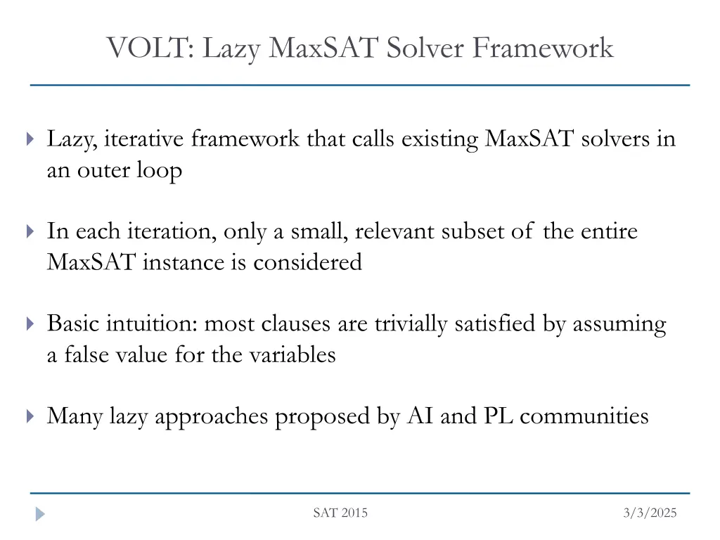 volt lazy maxsat solver framework