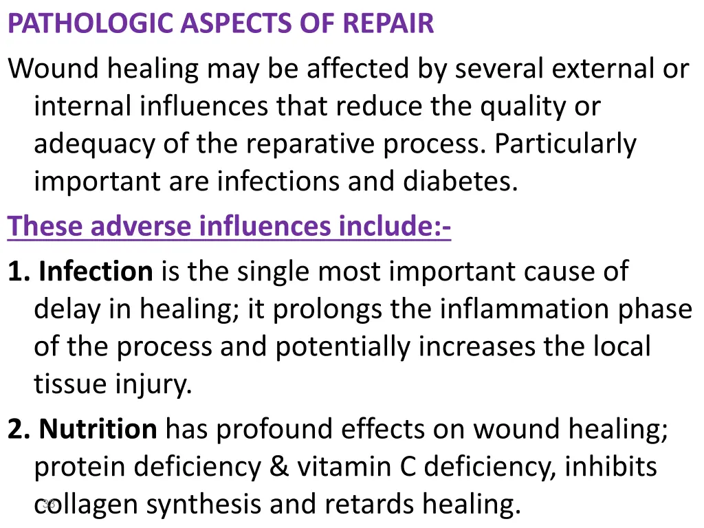 pathologic aspects of repair wound healing