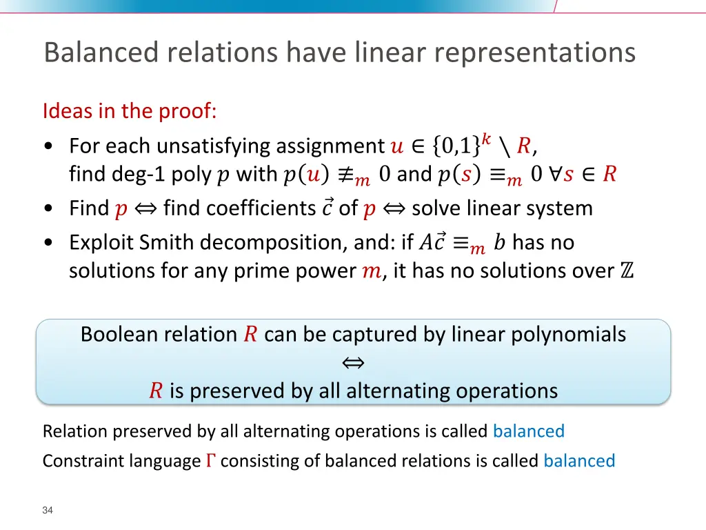 balanced relations have linear representations