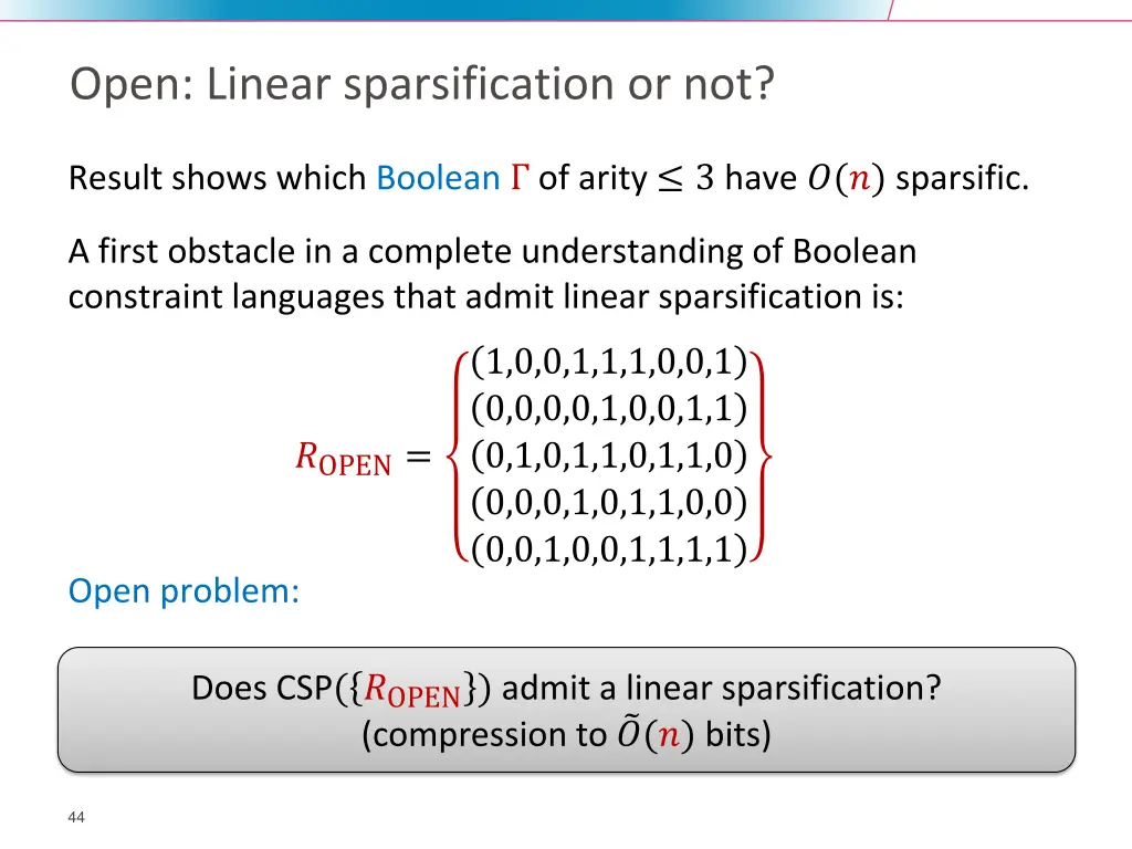 open linear sparsification or not