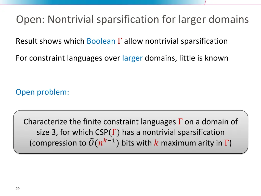 open nontrivial sparsification for larger domains
