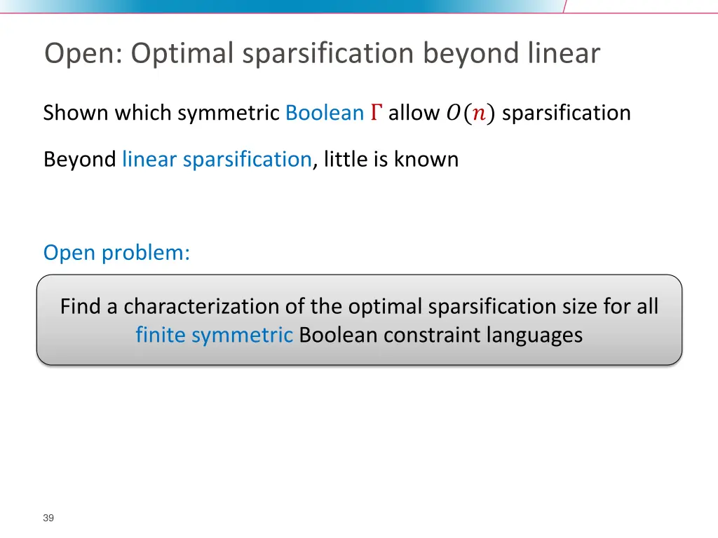 open optimal sparsification beyond linear