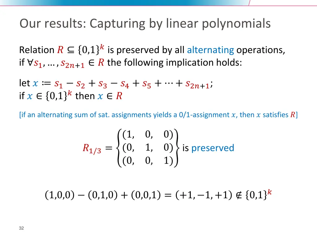 our results capturing by linear polynomials 1
