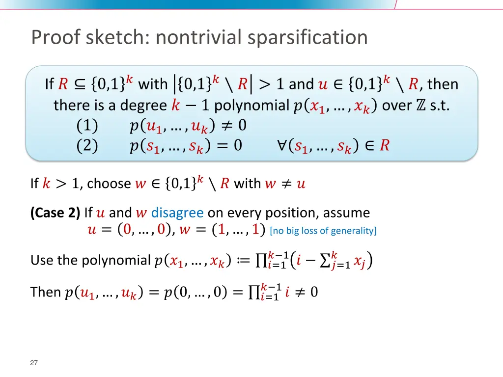 proof sketch nontrivial sparsification 2