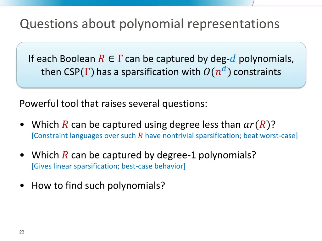 questions about polynomial representations