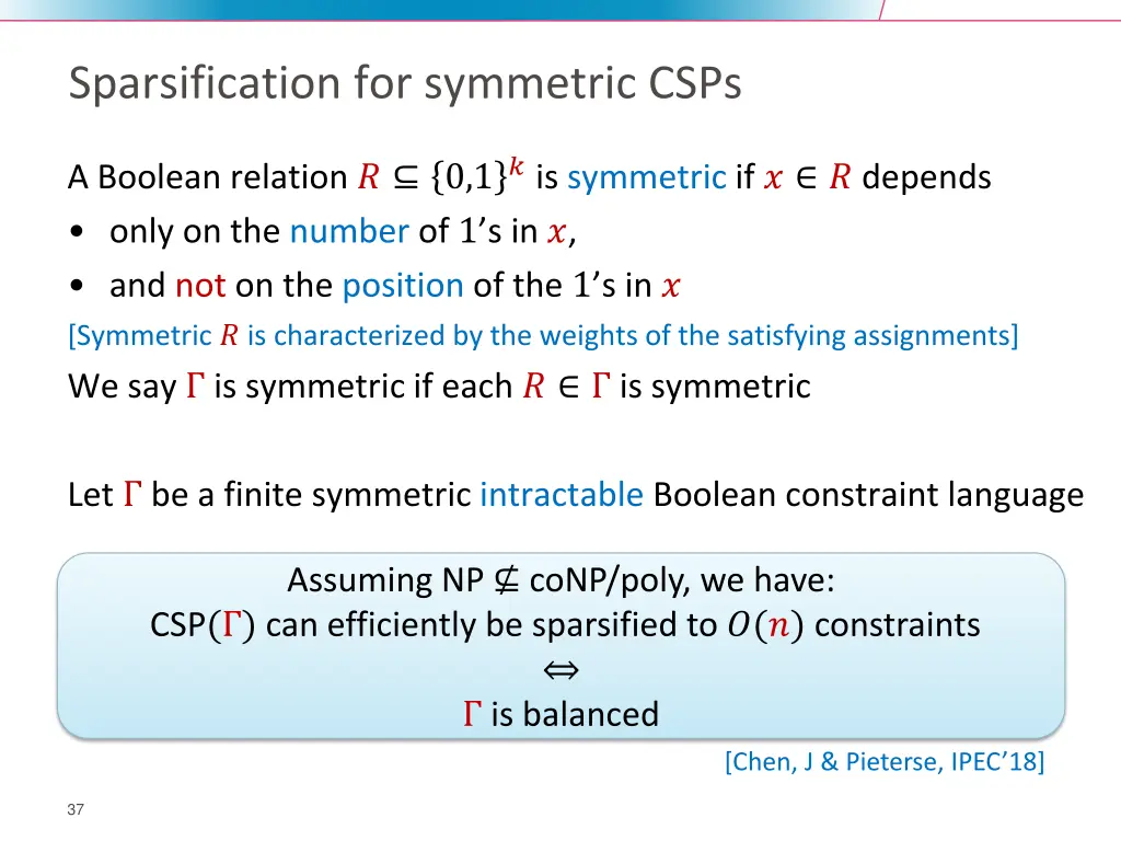 sparsification for symmetric csps