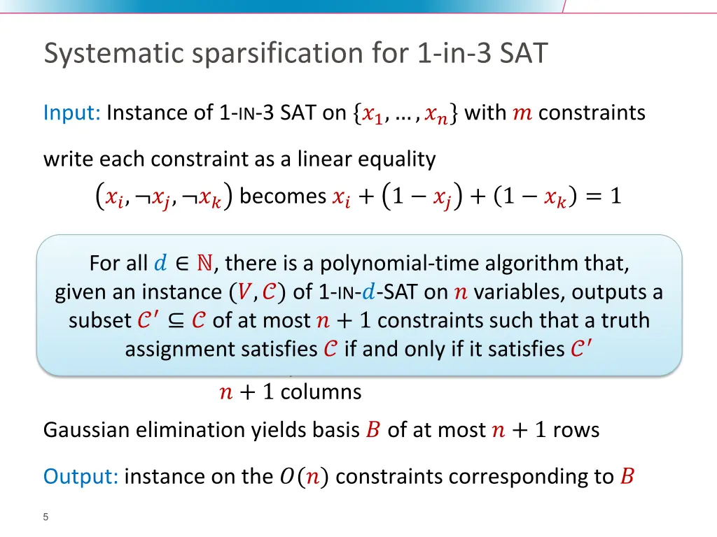 systematic sparsification for 1 in 3 sat
