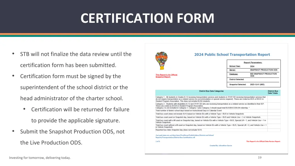 certification form