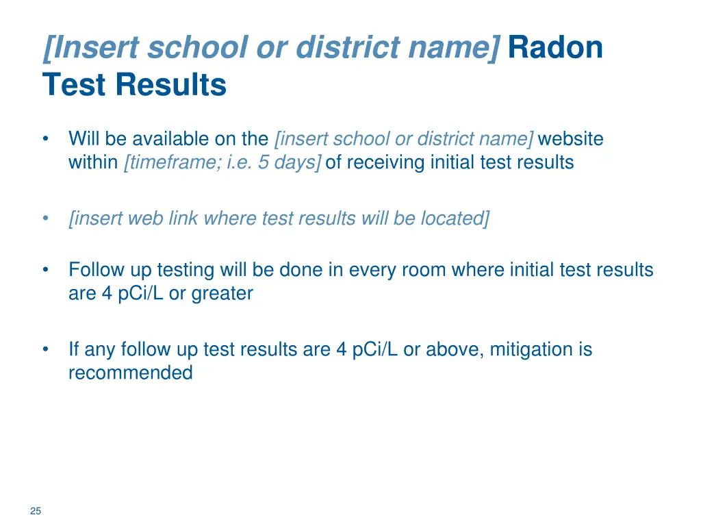 insert school or district name radon test results