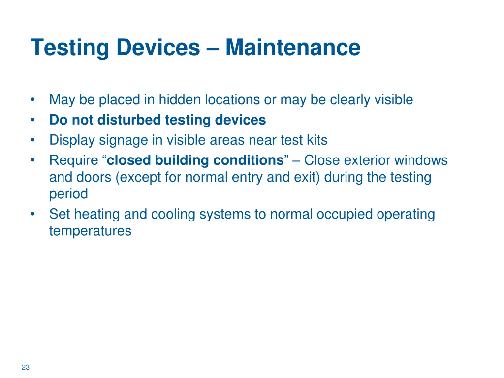 testing devices maintenance