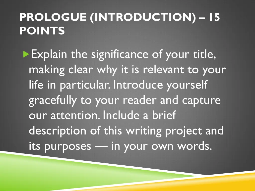 prologue introduction 15 points