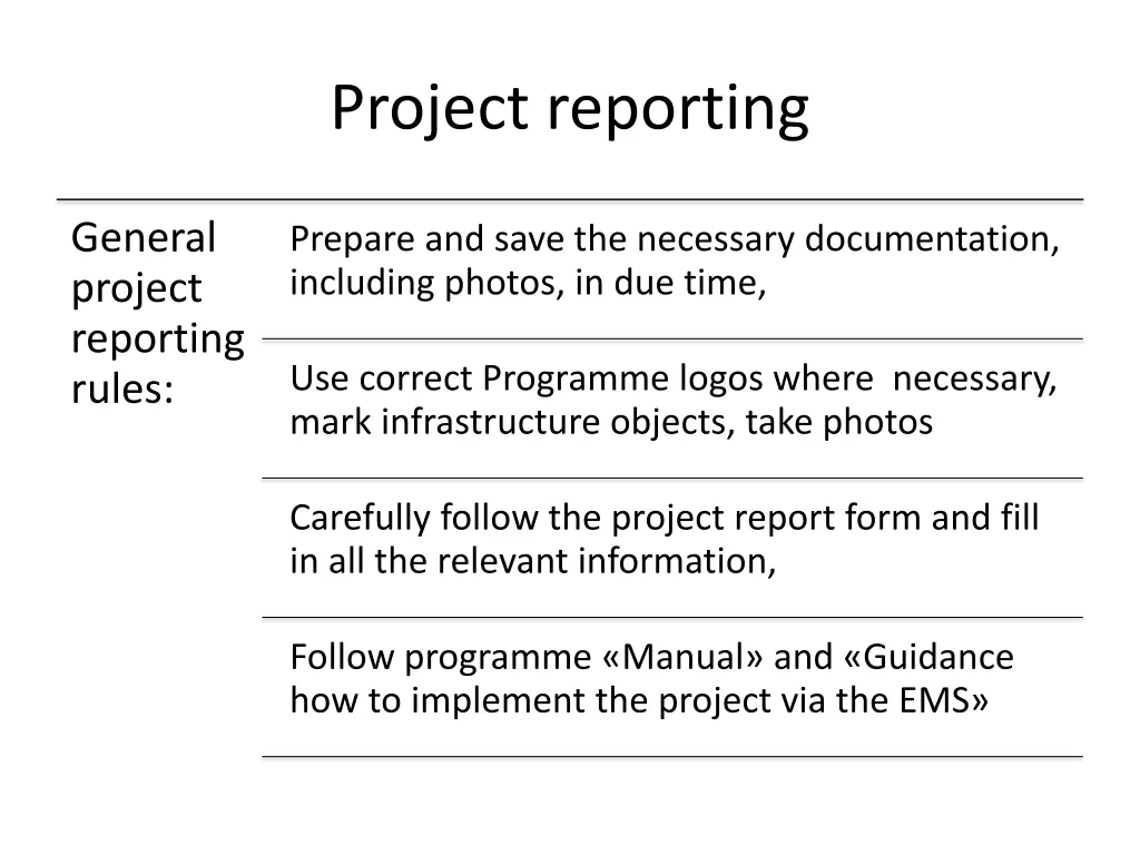 project reporting