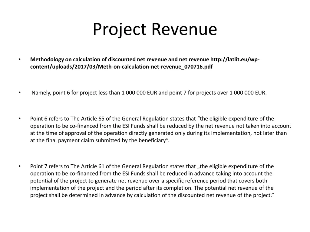 project revenue
