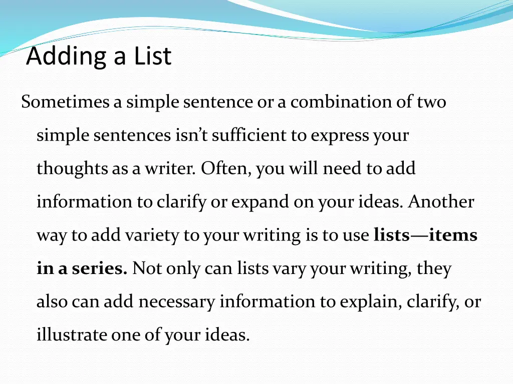 adding a list