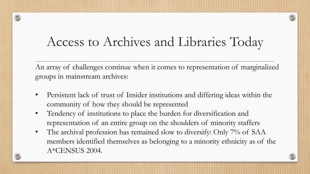 access to archives and libraries today 7