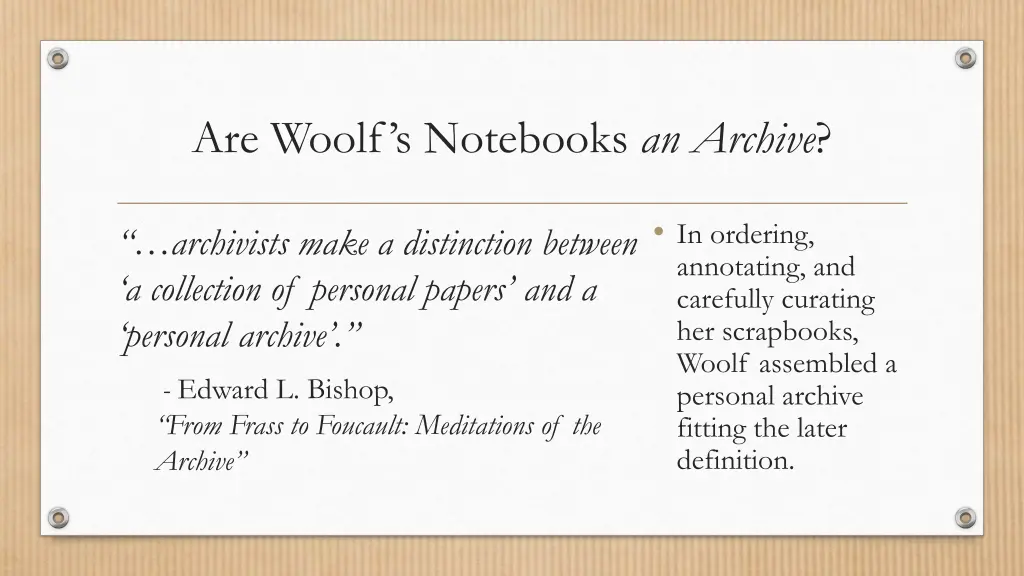 are woolf s notebooks an archive 1