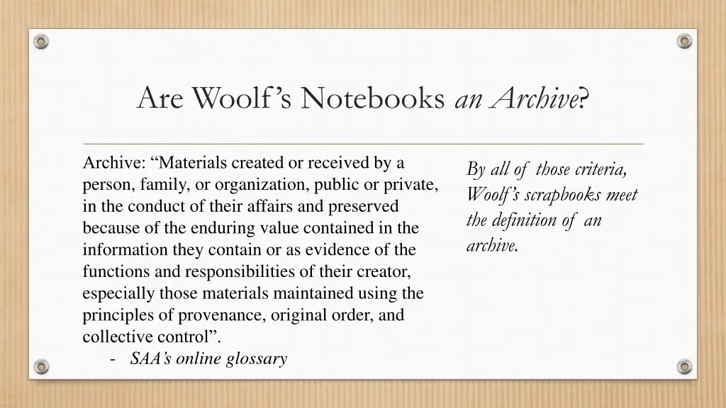 are woolf s notebooks an archive