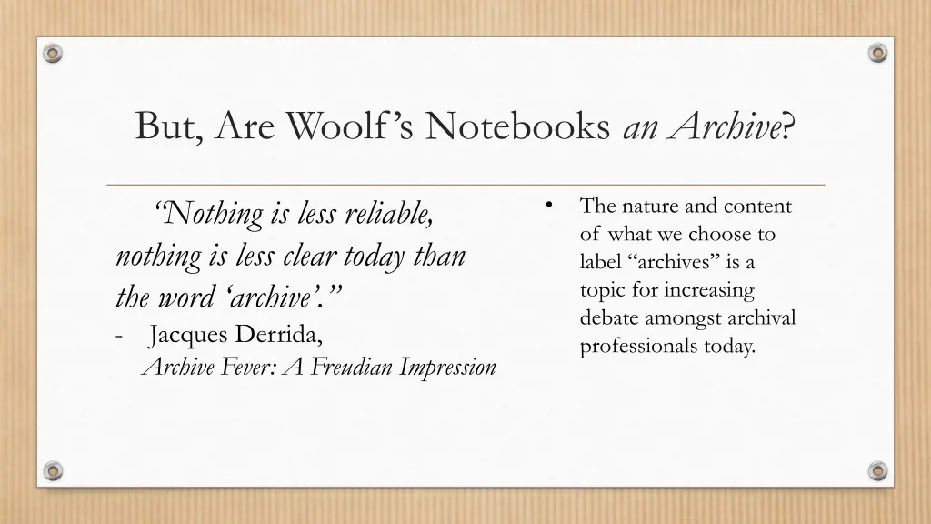but are woolf s notebooks an archive