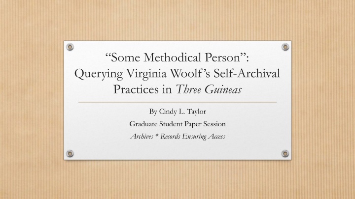 some methodical person querying virginia woolf