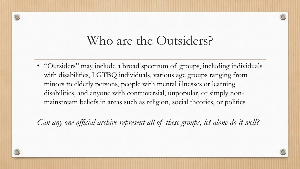 who are the outsiders