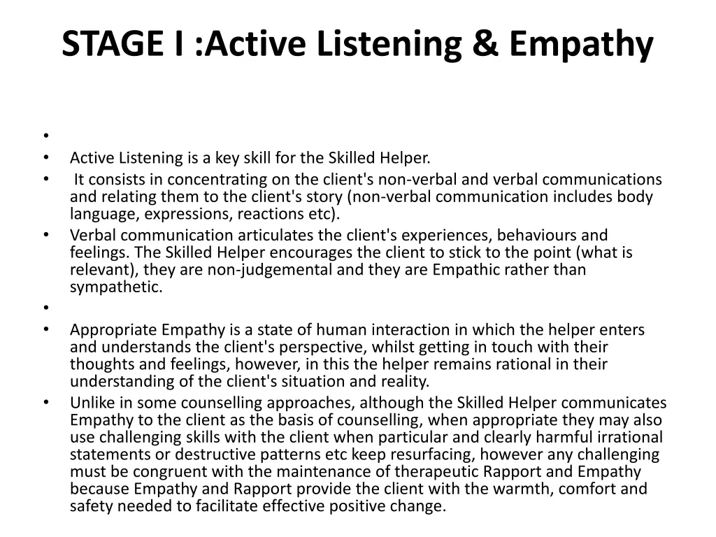 stage i active listening empathy