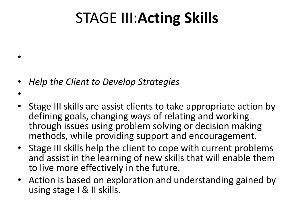 stage iii acting skills