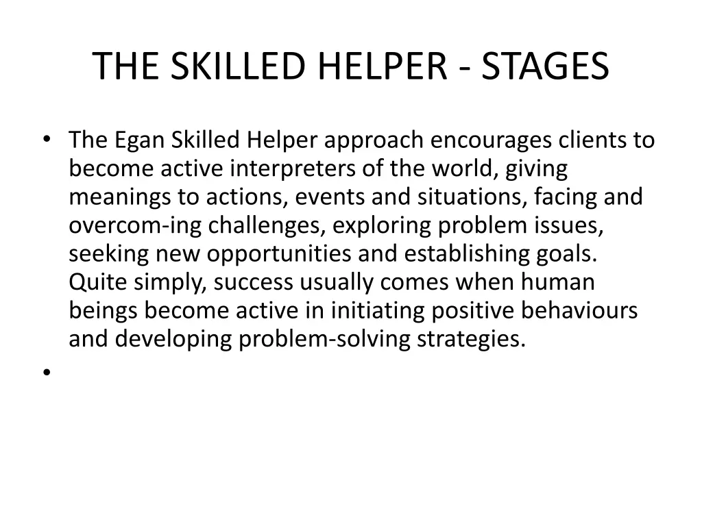 the skilled helper stages