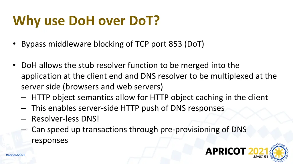 why use doh over dot