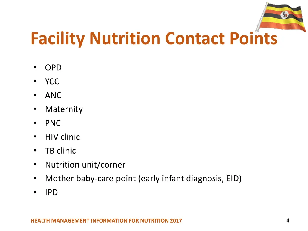 facility nutrition contact points