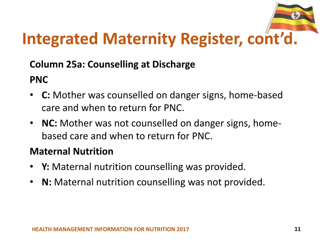 integrated maternity register cont d