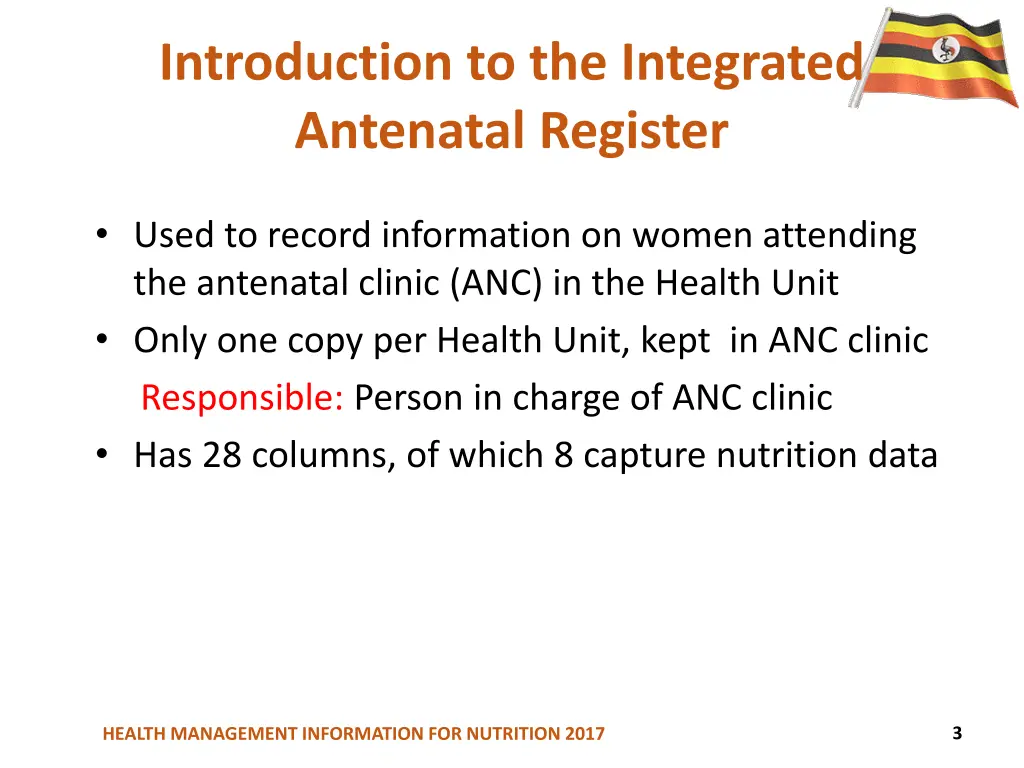 introduction to the integrated antenatal register