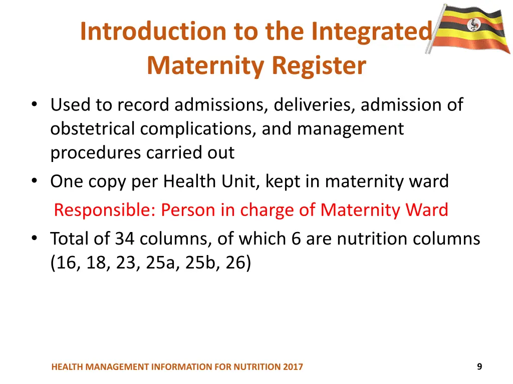 introduction to the integrated maternity register