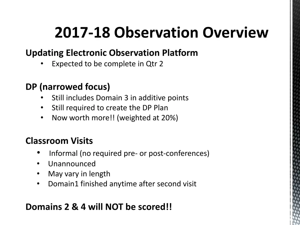 2017 18 observation overview