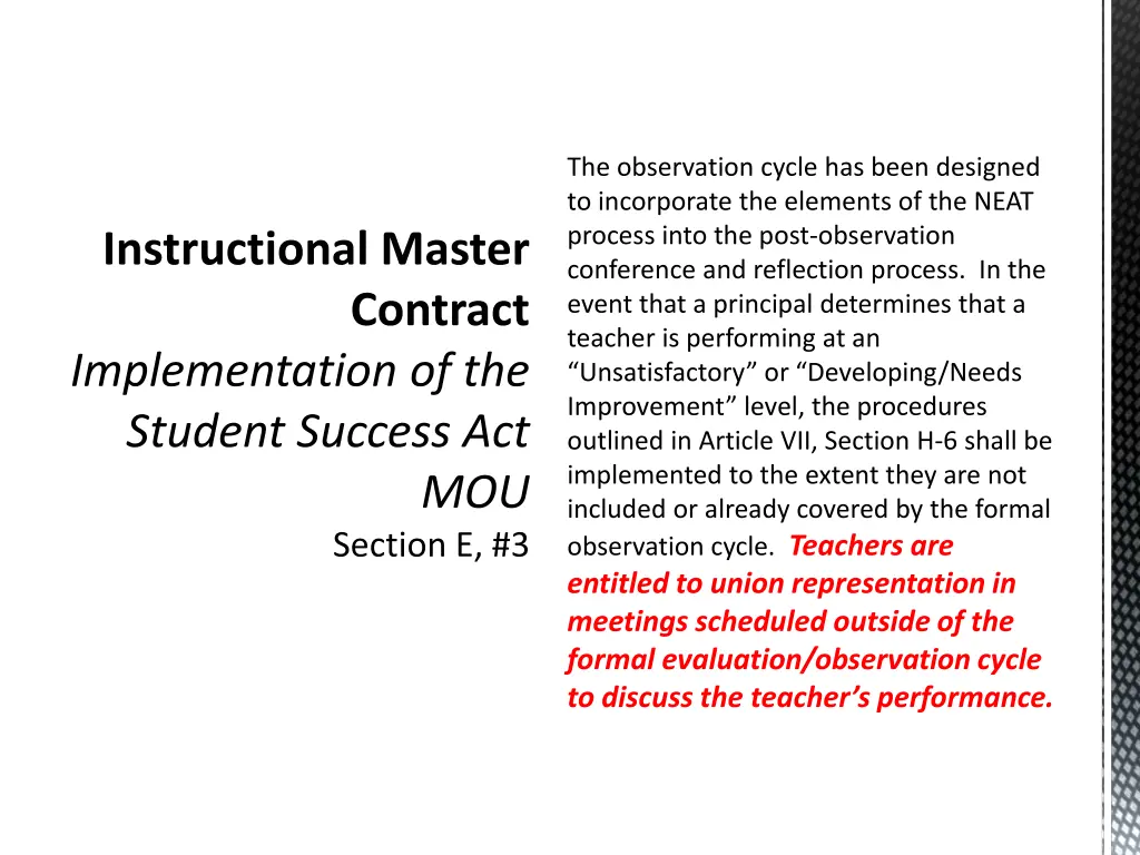 the observation cycle has been designed