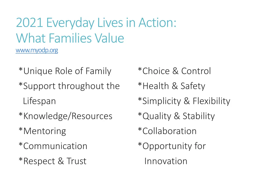 2021 everyday lives in action what families value