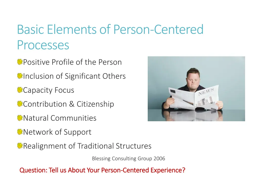 basic elements of person centered processes