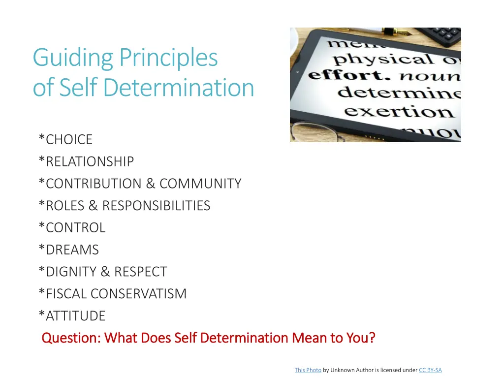 guiding principles of self determination