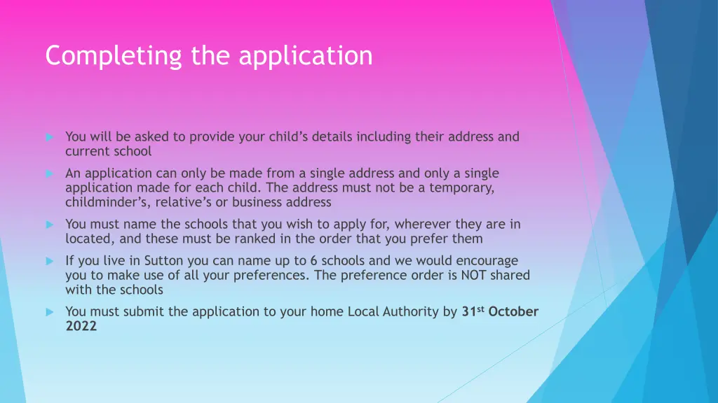 completing the application
