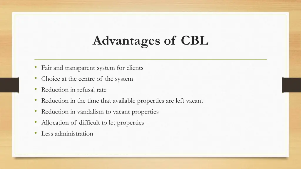 advantages of cbl