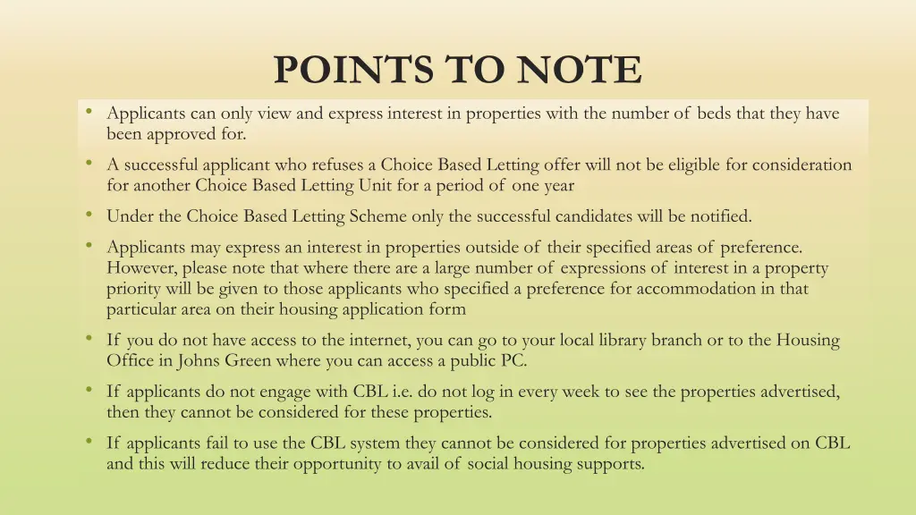 points to note