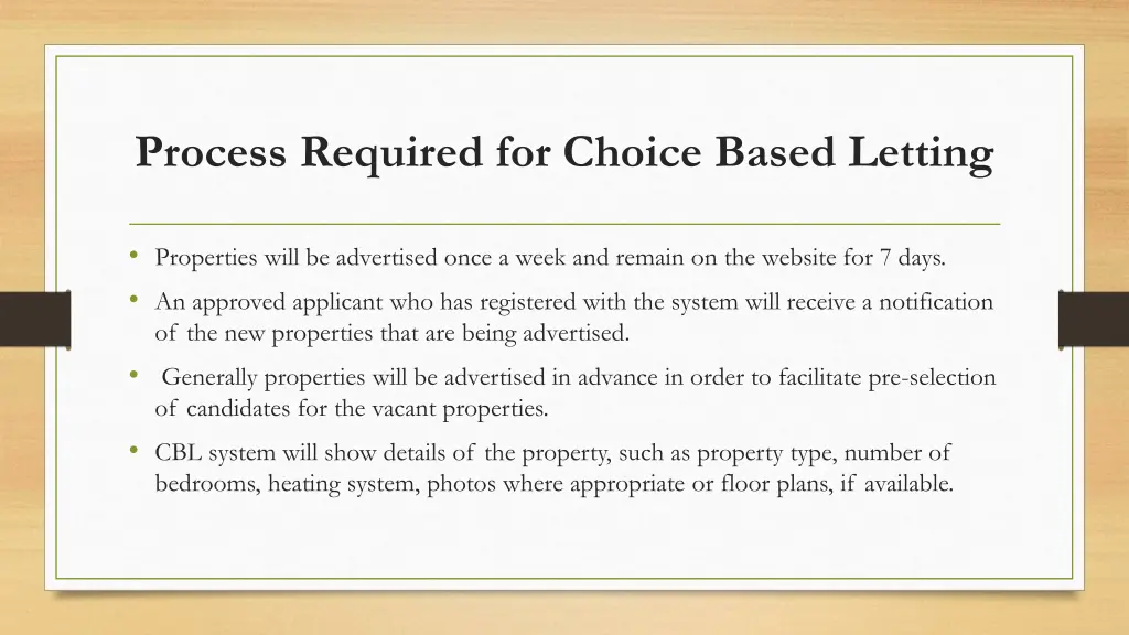 process required for choice based letting 1